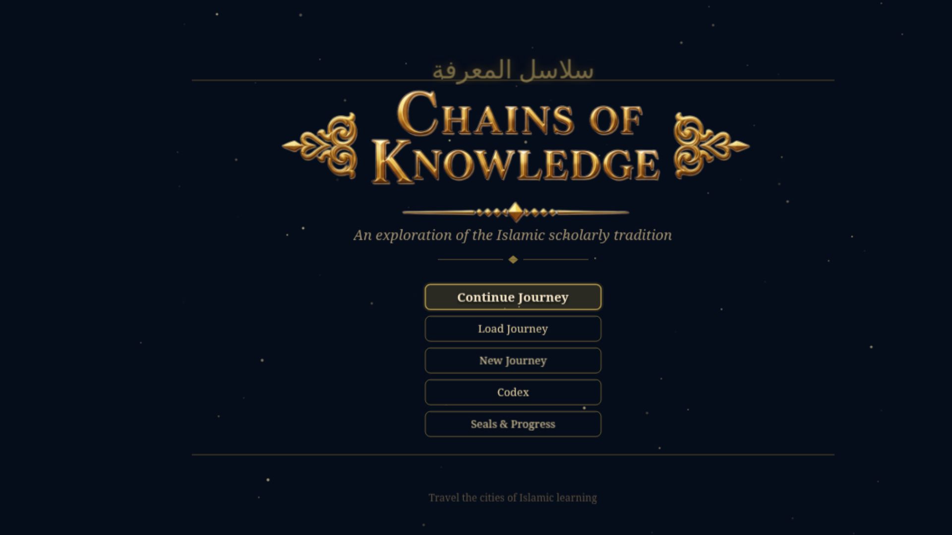 Chains of Knowledge main menu